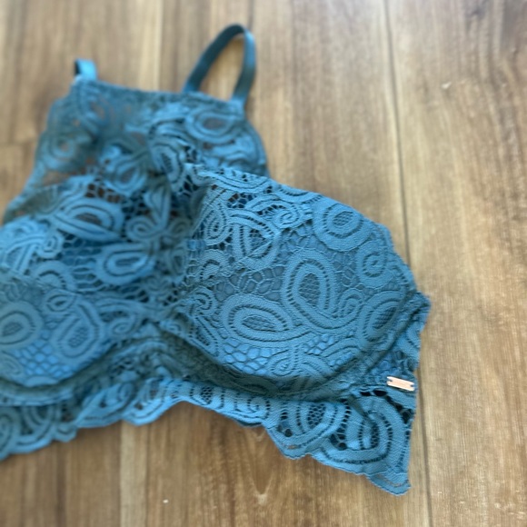 PINK Victoria Secret women’s Teal Lace Halter push up Bralette size medium - Picture 3 of 5